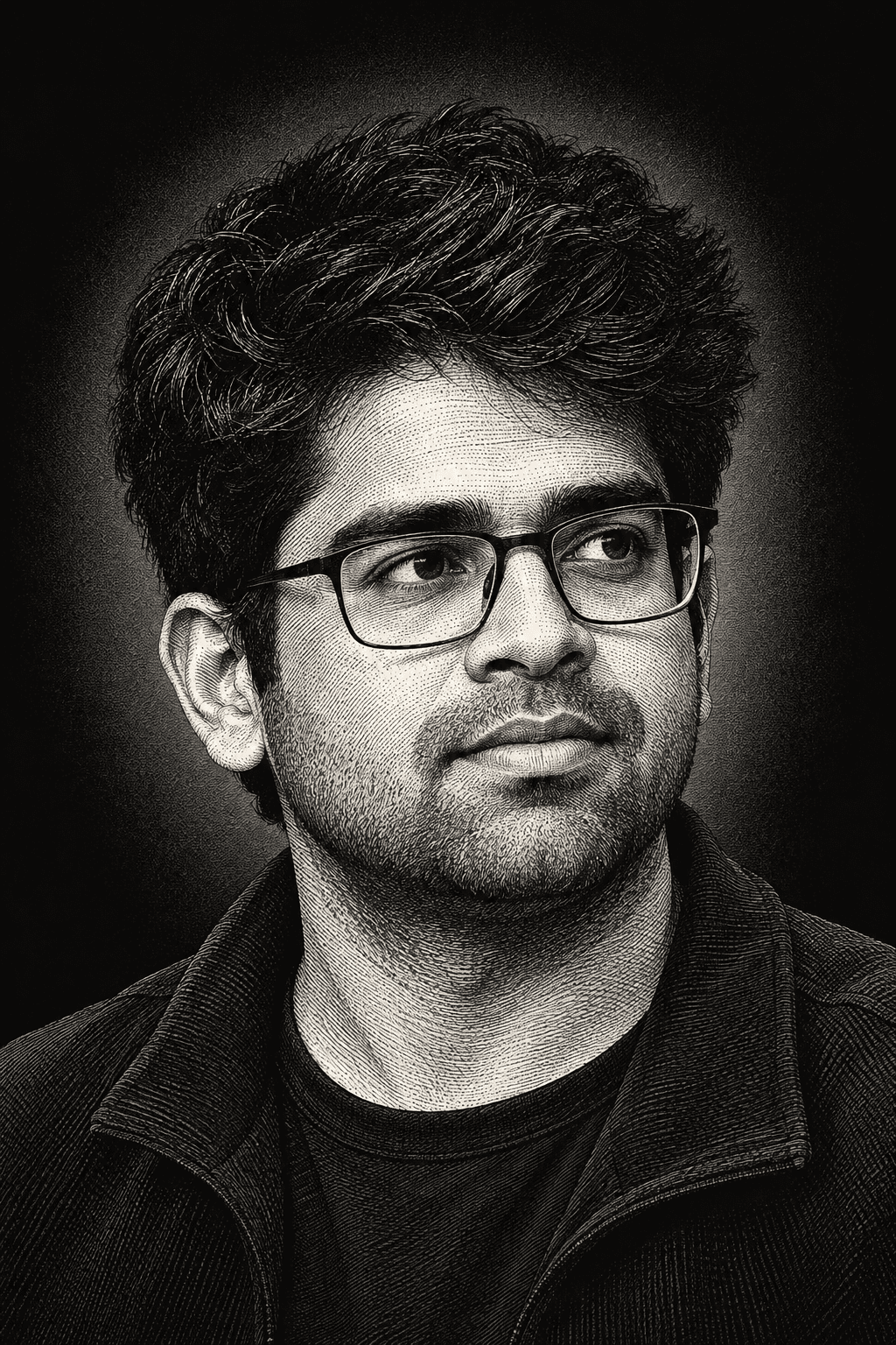 AI editorial illustration of Aravind Srinivas