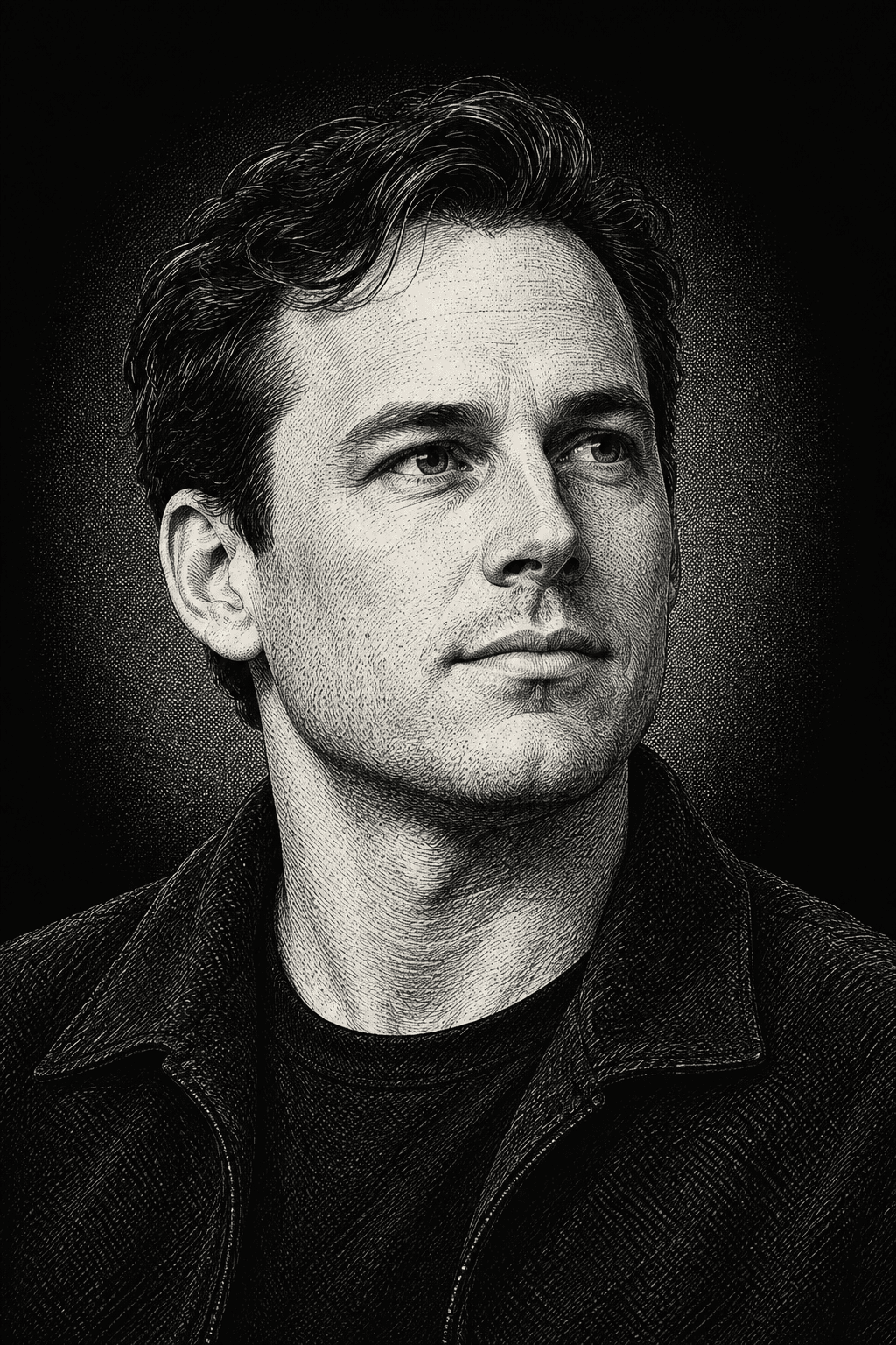 AI editorial illustration of Brett Adcock