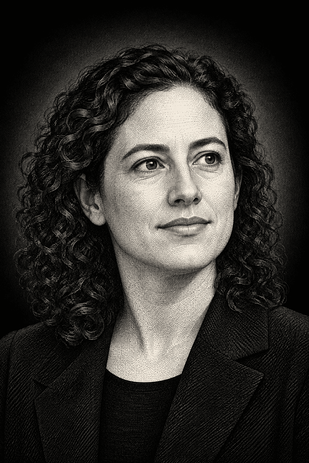 AI editorial illustration of Daniela Amodei