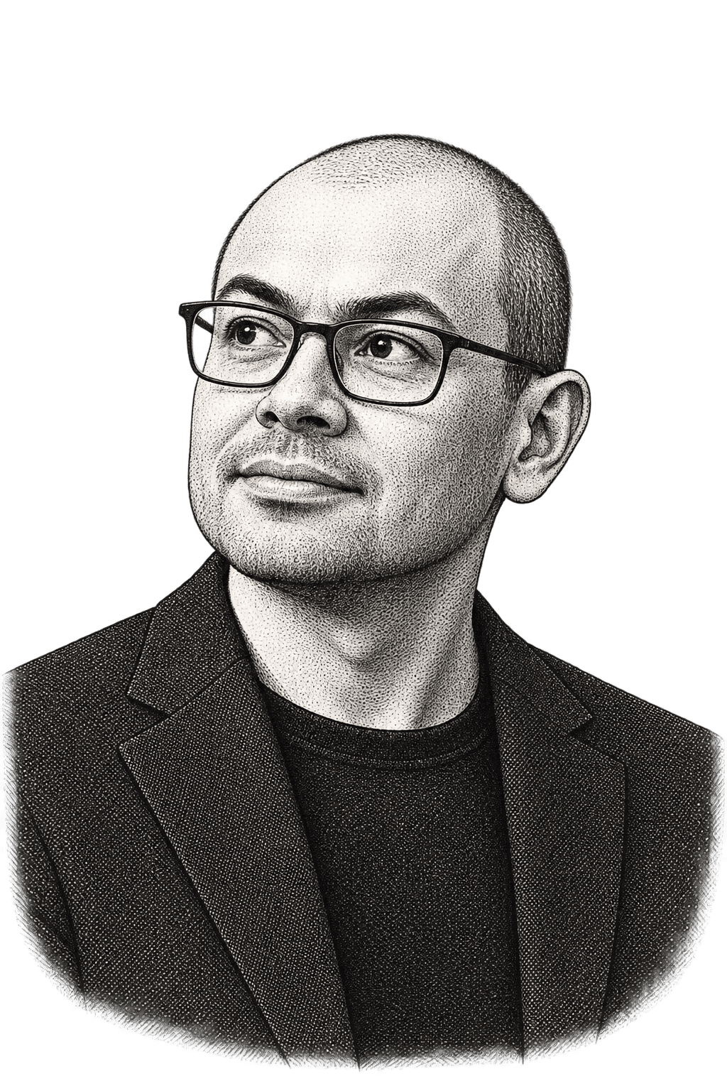 AI editorial illustration of Demis Hassabis