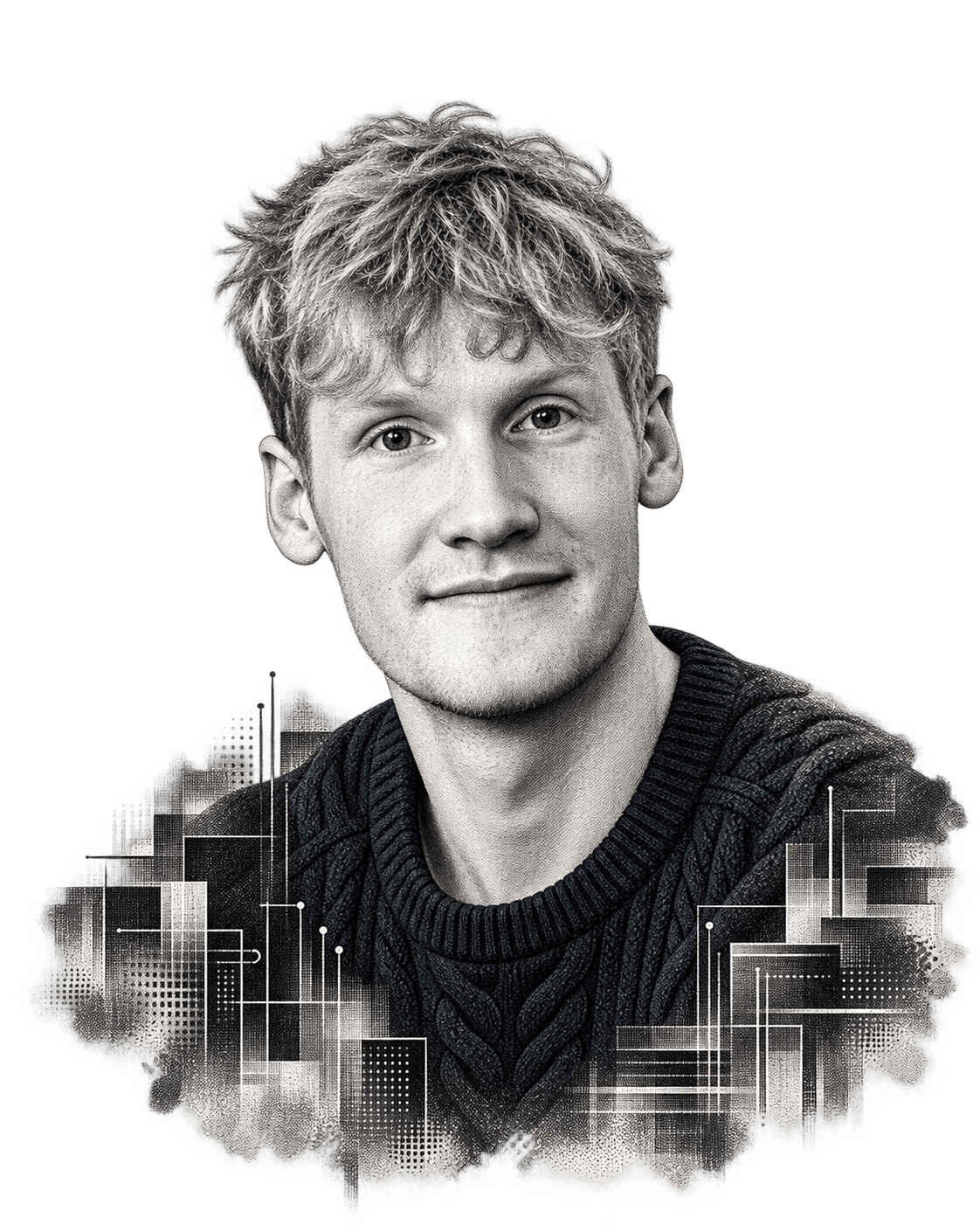 AI editorial illustration of Michael Truell
