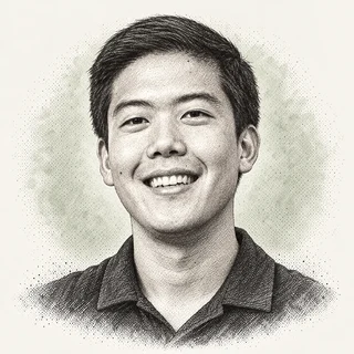 AI editorial illustration of Brian Hie